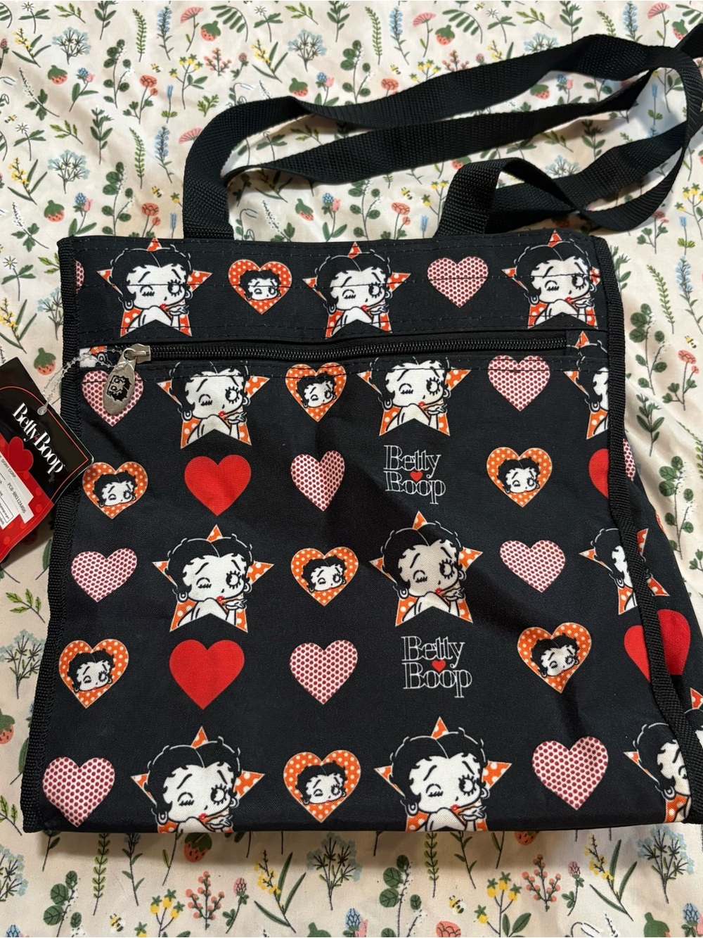 Betty Boop Black & Red Heart Print Tote